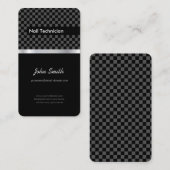 Carte De Visite Technicien à ongles - Élégant À damiers noir (Devant / Derrière)