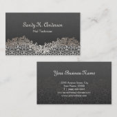 Carte De Visite Technicien à ongles - Elegant Dentelle Damas (Devant / Derrière)