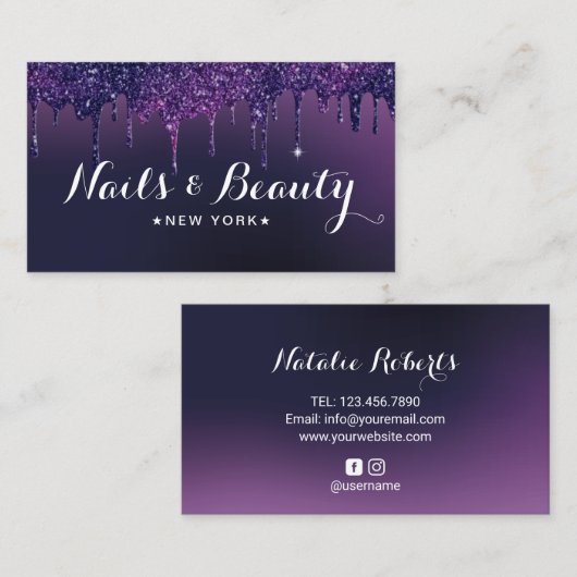 Carte De Visite Technicien à ongles Lecteurs de Parties scintillan (Devant / Derrière)