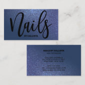 Carte De Visite Technicien à ongles Marine Parties scintillant ble (Devant / Derrière)