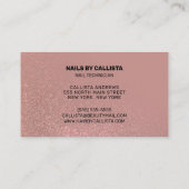 Carte De Visite Technicien à ongles Rose Gold Rose Parties scintil (Dos)