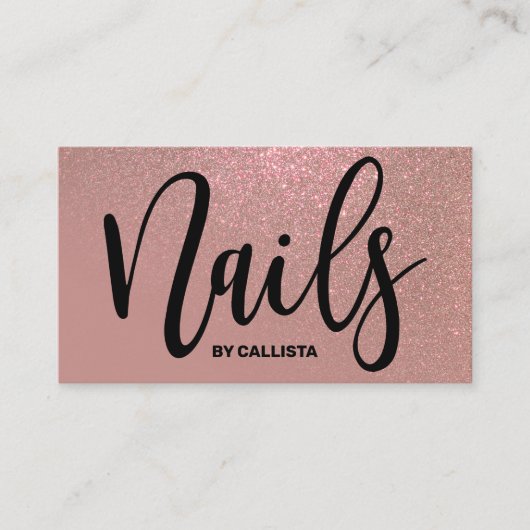 Carte De Visite Technicien à ongles Rose Gold Rose Parties scintil (Devant)