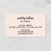 Carte De Visite Technicien à ongles Rose Parties scintillant or Pi (Dos)