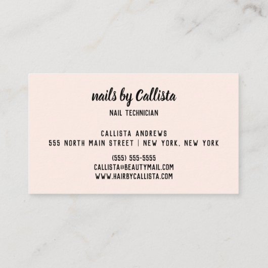 Carte De Visite Technicien à ongles Rose Parties scintillant or Pi (Dos)