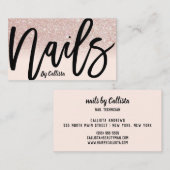 Carte De Visite Technicien à ongles Rose Parties scintillant or Pi (Devant / Derrière)