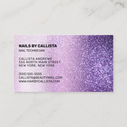 Carte De Visite Technicien à ongles Violet Lilac violet triple Par (Dos)