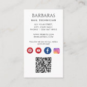 Carte De Visite Technicien Artiste Technicien Technicien de clou p (Dos)