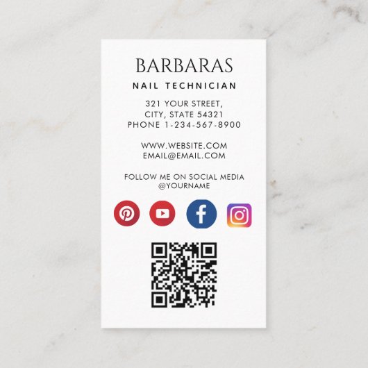 Carte De Visite Technicien Artiste Technicien Technicien de clou p (Dos)