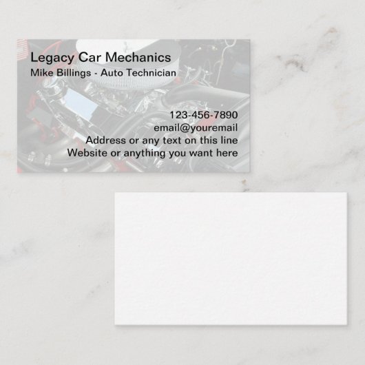 Carte De Visite Technicien automobile rétro (Devant / Derrière)