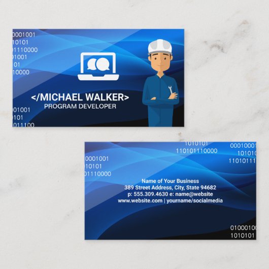 Carte De Visite Technicien | Code logiciel (Devant / Derrière)