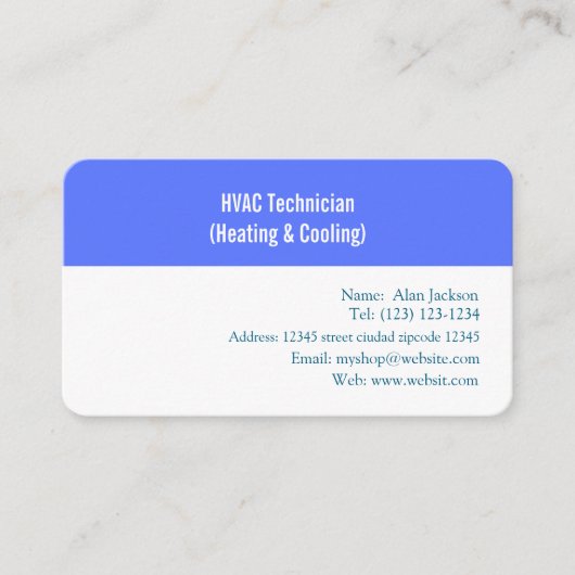 Carte De Visite Technicien CVC (Chauffage et Climatisation) (Devant)