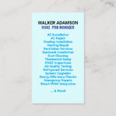 Carte De Visite Technicien CVC & Slogan de l'entrepreneur | Devis (Dos)