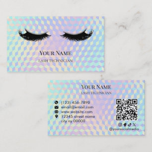 Carte De Visite Technicien de cils à code QR holographique