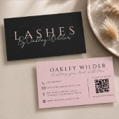 Carte De Visite Technicien de cils Code QR Rose Noir