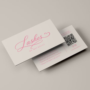 Carte De Visite Technicien de cils Elegant Lashes Script Pink Sand