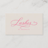 Carte De Visite Technicien de cils Elegant Lashes Script Pink Sand (Devant)