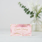 Carte De Visite Technicien de Cils Luxe Code QR Agate Rose Gold (Debout devant)