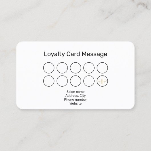 Carte De Visite Technicien de cirage/fidélité esthétique à l'or (Dos)