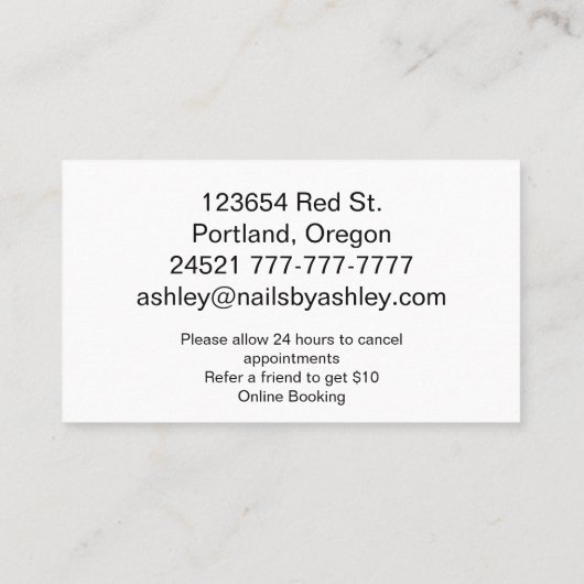 Carte De Visite Technicien de clou (Dos)