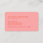 Carte De Visite Technicien de clou rose rose orange (Dos)