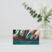 Carte De Visite Technicien de clou turquoise Beauté Salon Manicuri (Debout devant)