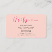 Carte De Visite Technicien de clous rose vif Moderne Salon d'art d (Dos)