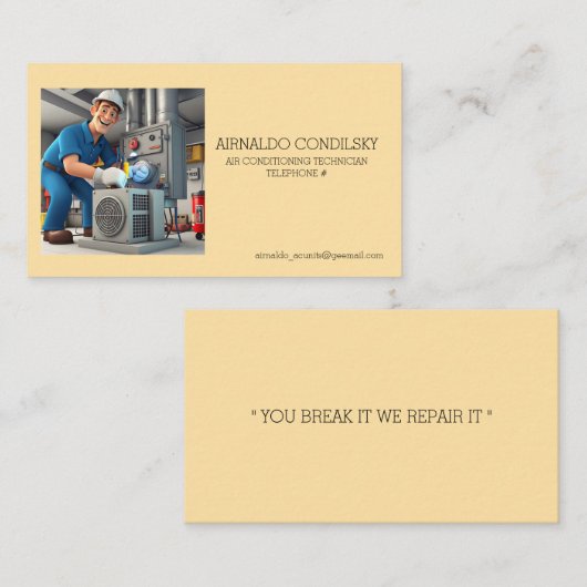 CARTE DE VISITE " TECHNICIEN DE LA CLIMATISATION " (Devant / Derrière)