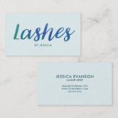 Carte De Visite Technicien de lash aquarelle bleu vert (Devant / Derrière)