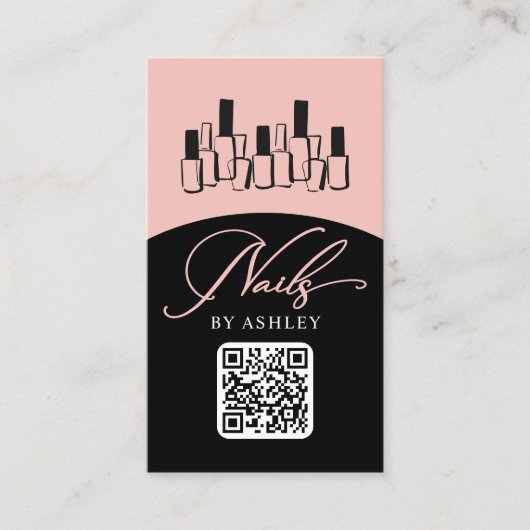 Carte De Visite Technicien de l'ongle Moderne QR Code photo (Devant)