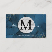 Carte De Visite technicien de manucure à monogramme de marbre gris (Devant)