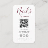 Carte De Visite Technicien de manucure élégant Code QR d'art de l' (Dos)