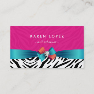 Carte De Visite Technicien de ongles - Tendance rose Zebra Print