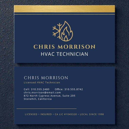 Carte De Visite Technicien de service de chauffage, ventilation et