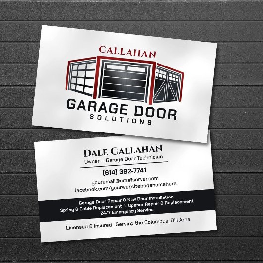 Carte De Visite Technicien de services de portes de garage profess