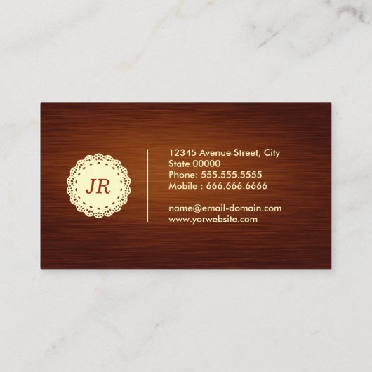 Carte De Visite Technicien des ongles - Monogramme du grain de boi (Dos)