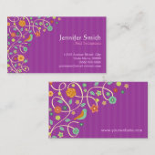 Carte De Visite Technicien des ongles - Thème de la nature violett (Devant / Derrière)