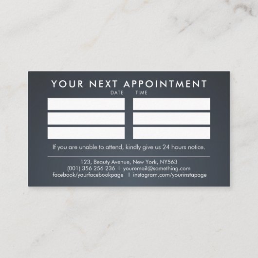 Carte De Visite Technicien d'ongles - Logo texte avec rendez-vous (Dos)