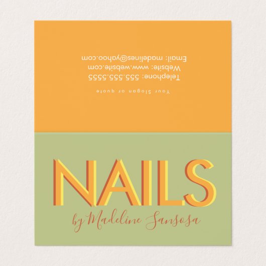 Carte De Visite Technicien d'ongles Orange Triple Letting Business (Extérieur déplié)