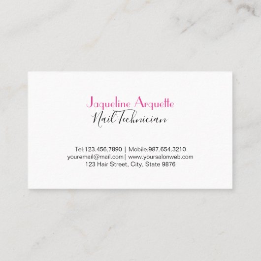 Carte De Visite Technicien élégant de clou (Dos)