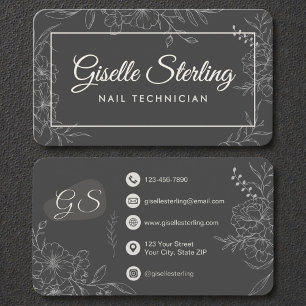 Carte De Visite Technicien en Onglerie Floral Minimaliste Humeur