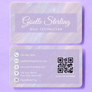 Carte De Visite Technicien en Ongles Code QR Iridescent Profession