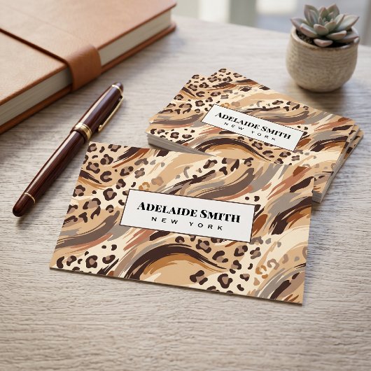 Carte De Visite Technicien en ongles QR CODE Peau d'animal Tache d
