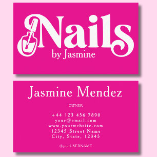 Carte De Visite Technicien en Ongles Rose Chaud Manucure Professio