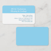 Carte De Visite Technicien HVAC (chauffage et refroidissement) (Devant / Derrière)