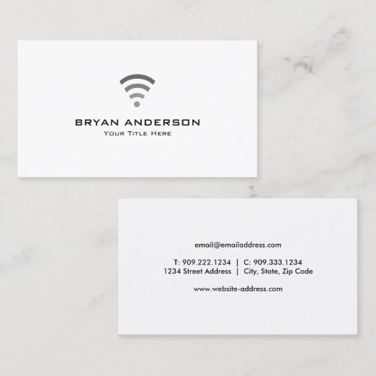 Carte De Visite Technicien informatique - Logo WiFi (Devant / Derrière)
