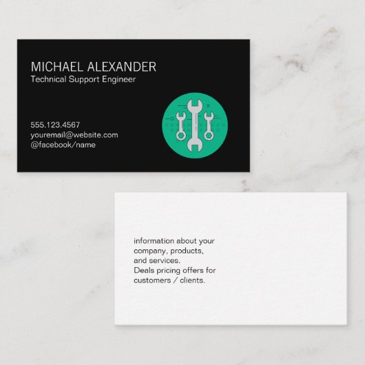 Carte De Visite Technicien informatique | Wrenches (Devant / Derrière)
