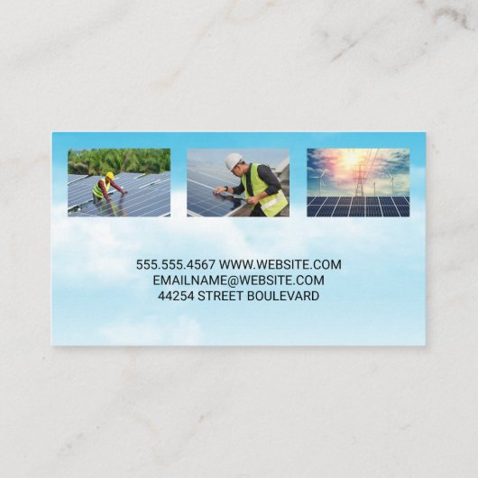 Carte De Visite Technicien Installation d'un panneau solaire sur l (Dos)