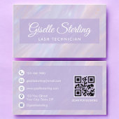 Carte De Visite Technicien Lash Code QR Pastel Opal Holographique
