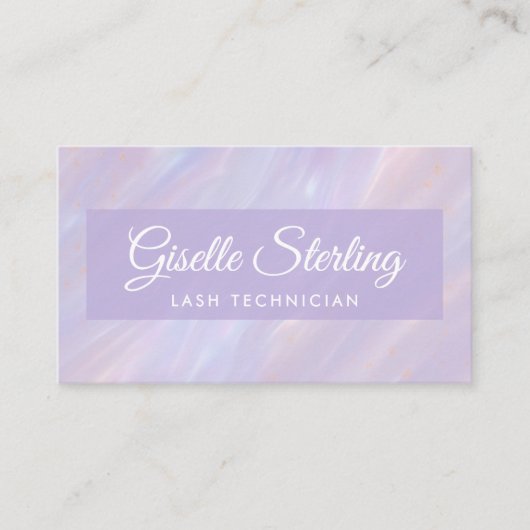Carte De Visite Technicien Lash Code QR Pastel Opal Holographique (Devant)