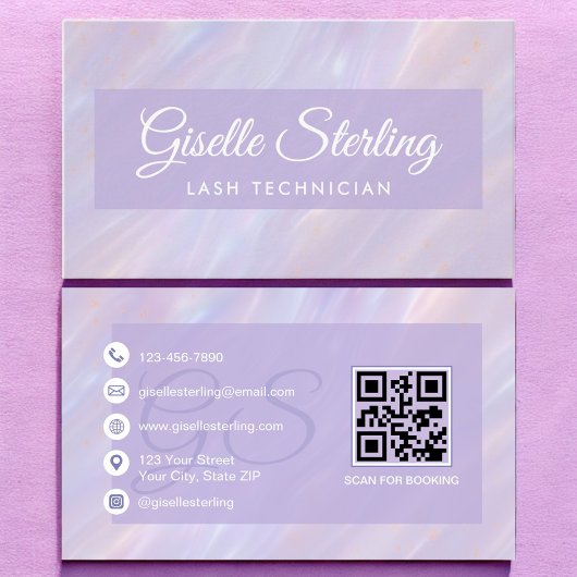 Carte De Visite Technicien Lash Iridescente Pastel Opal Holographi